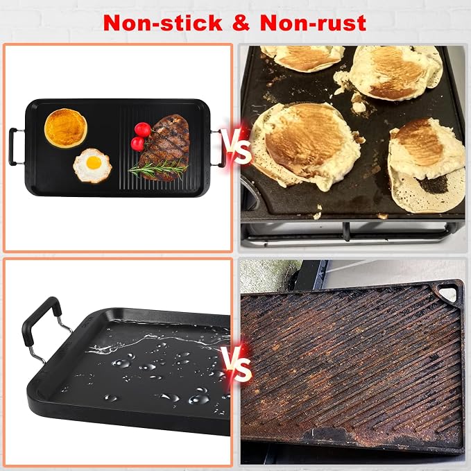 Vayepro 2-in-1 Stove Top Griddle & Grill Pan, 20 Inch Non-Stick Double Burner - Image 3