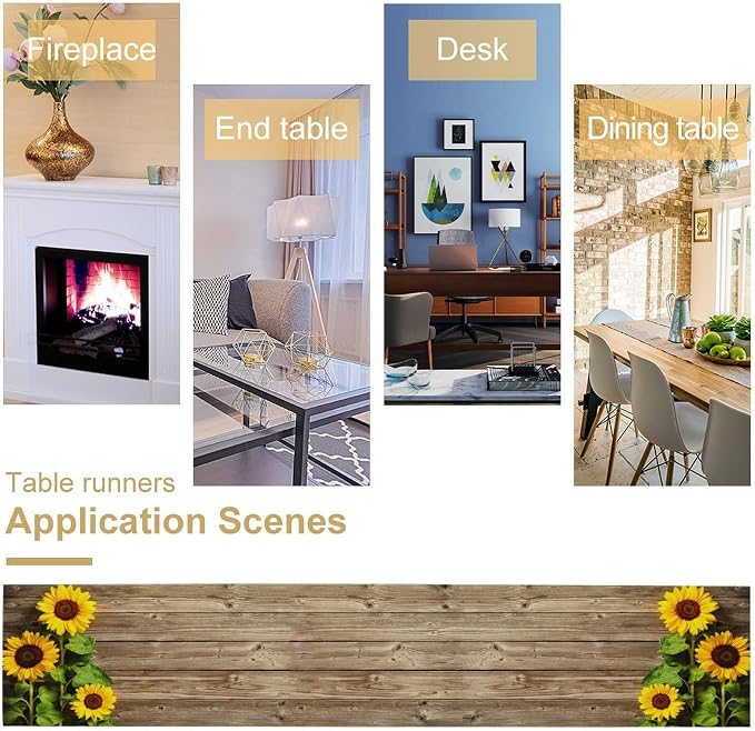 Sunflower Floral Table Runner, Country Farmhouse Vintage Spring Flower Rustic - Image 5
