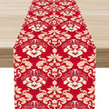 Damask Table Runner, Rustic Gothic Red Baroque Style Floral Boho Flower Antique by Unknown