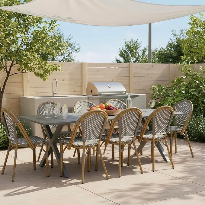 PURPLE LEAF 9 Pieces Outdoor Dining Set Patio Furniture Set by PURPLELEAF