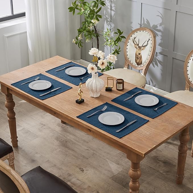 BALCONY & FALCON Placemats Set of 6 Faux Linen Cloth Place Mats Washable - Image 7