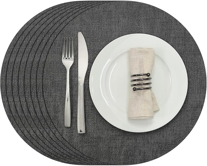 Myir JUN Round Placemats Dual Sided, Faux Leather Place Mats Set of 4 Indoor by MyirJUN