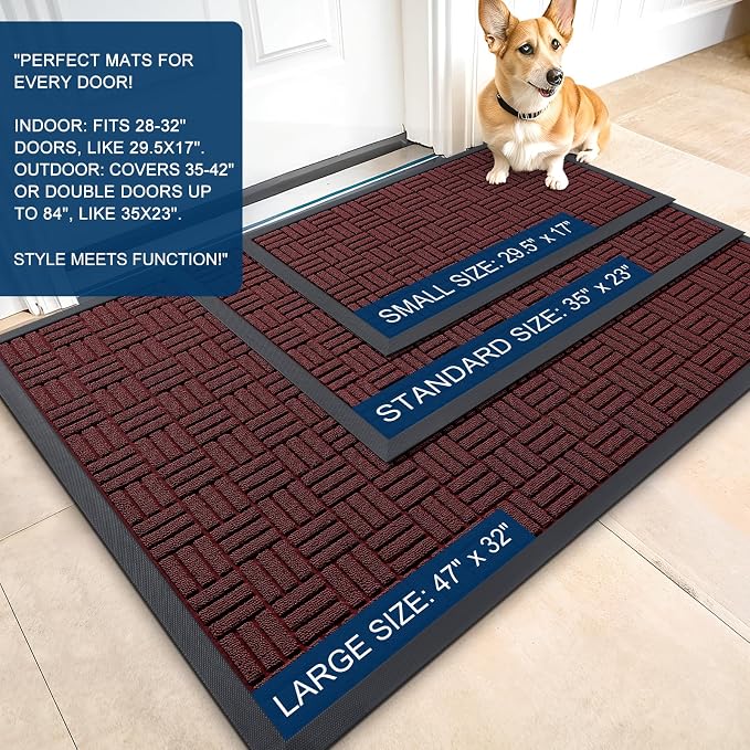 OLANLY Front Door Mat Outside Entrance 29.5x17, Heavy Duty Sturdy Natural - Image 3