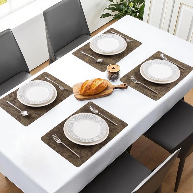 POLYTE Indoor/Outdoor Washable Embossed Vinyl Faux Leather Table Dining - Image 6