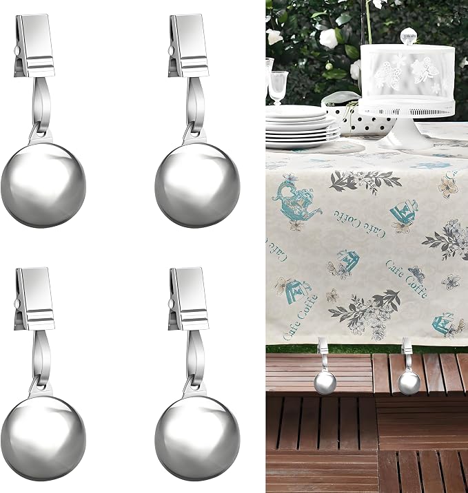 4 Pack Heavy Duty Tablecloth Weights, Stainless Steel Balls by HENGI