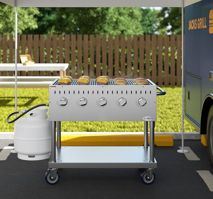 KoolMore 36 in. Commercial 5-Burner Mobile Outdoor Propane Grill in Stainless - Image 4