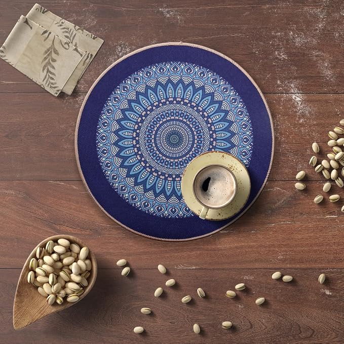 PIGCHCY Round Boho Placemats Set of 6, Rubber Heat Resistant Tabel Mats - Image 7