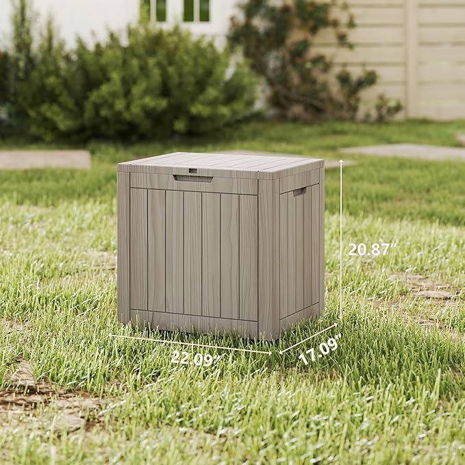 35 Gallon Small Waterproof Outdoor Storage Box, Resin Deck Box Lockable - Image 7