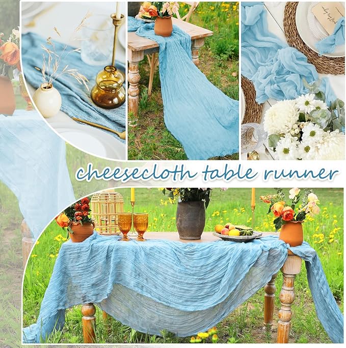 20 Packs Cheesecloth Table Runner 10FT Long Boho Gauze Fabric Table Runner - Image 4