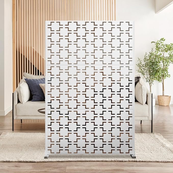 Elevens Metal Outdoor Privacy Screen, Freestanding Outdoor Divider Decorative - Image 2