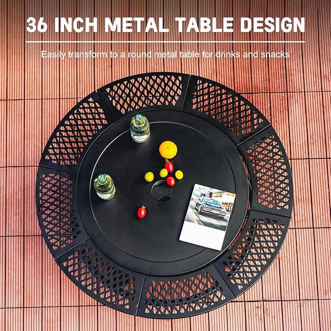 36 Inch Fire Pit with 2 Cooking Grills, Outdoor Wood Burning BBQ Firepit with - Image 3