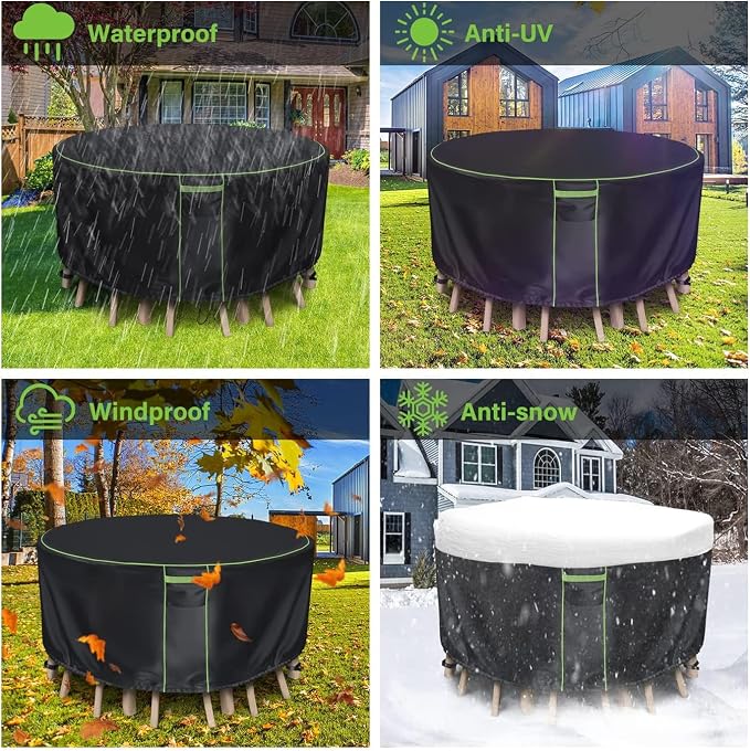 Round Patio Table Cover for Outdoor Table Chairs Set, 600D Outdoor Furniture - Image 6