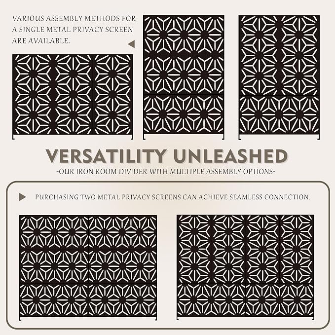 Kozyard Metal Privacy Screen 74" H x 47.2" W Decorative Outdoor Divider - Image 6