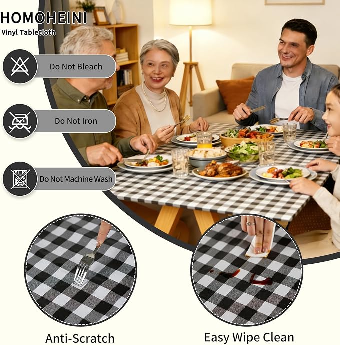 Rectangle Picnic Table Cloth, Elastic Waterproof Fitted Vinyl Tablecloths - Image 3