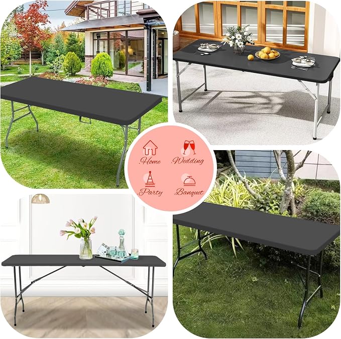 6 Pack Stretch Fabric Table Top Cap Cover, Washable Elastic Universal Rectangle - Image 7