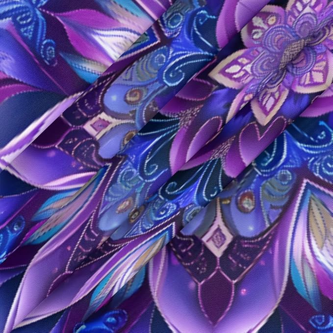 Mandrake Purple Blue Flower Round Table Cloth Cover, Elastic Edge Waterproof - Image 3