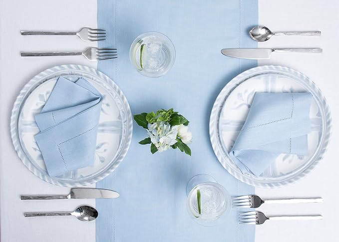 Solino Home Linen Sky Blue Table Runner 48 Inches - Image 3