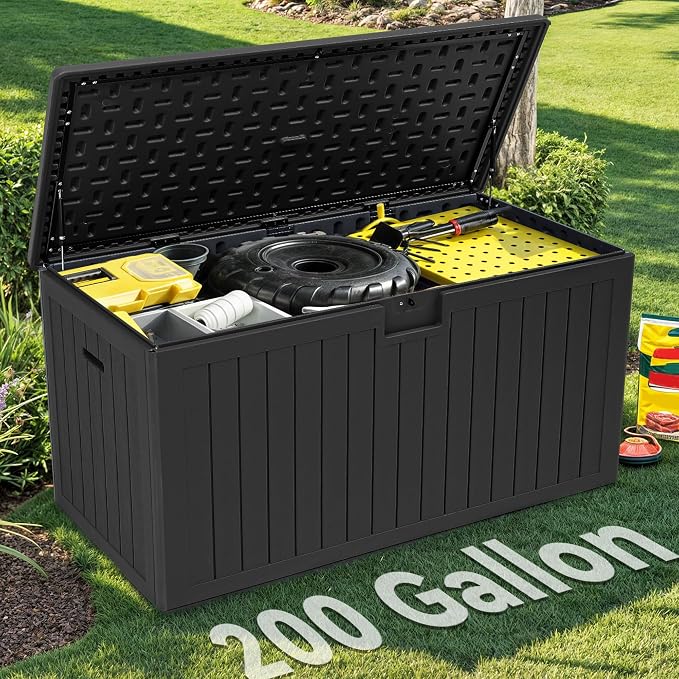 YITAHOME 200 Gallon Extra Large Deck Box, Double-Wall Resin Outdoor Storage Box - Image 9