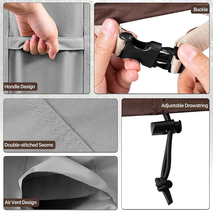 Round Patio Furniture Covers, 600D Heavy-duty UV-Resistant Fade-Proof Protection - Image 3
