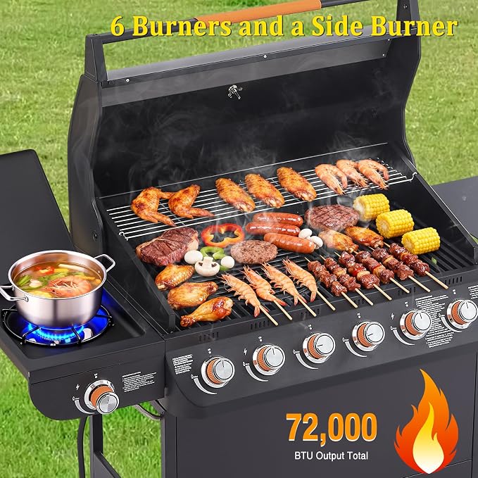 Unovivy Large 6-Burner Propane Gas Grill - Image 4
