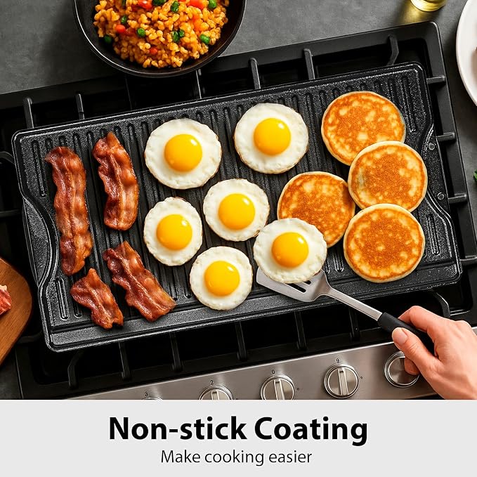 Utheer Nonstick Reversible Cast Iron Griddle 19.5"x 10.5", Ceramic Cooking - Image 7