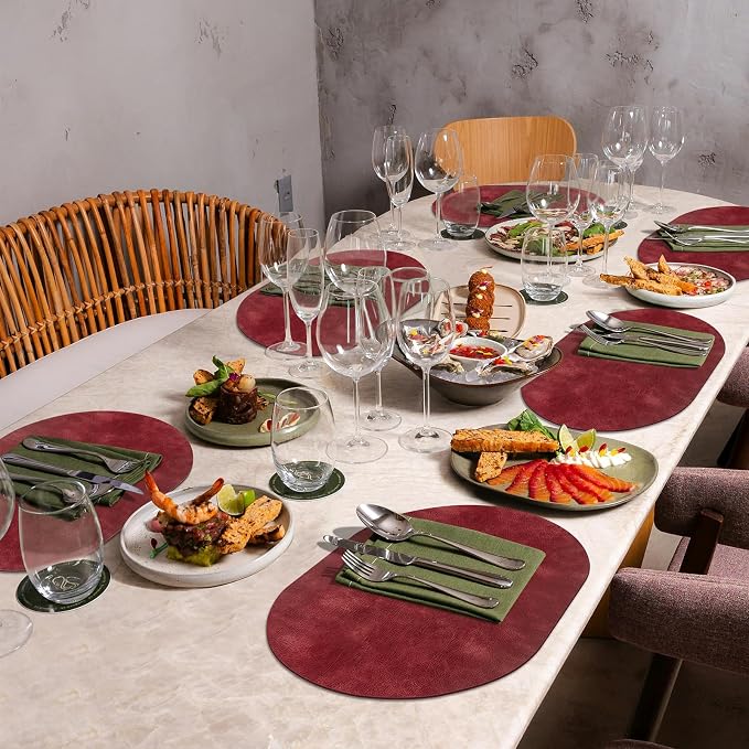 ADRIMER Placemats, Heat Resistant Oval Placemats Set of 12 Washable 12 x 17 Inch - Image 7