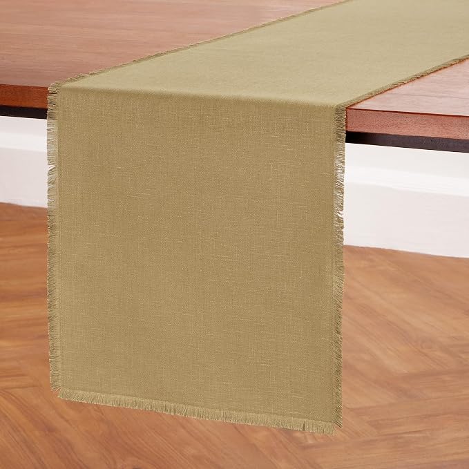 Solino Home Fringe Linen Table Runner 60 Inches by SolinoHome