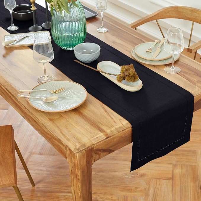 Solino Home Linen Black Table Runner 72 Inches Long by SolinoHome