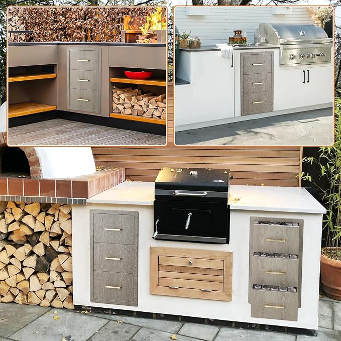 Stainless Steel Outdoor Kitchen Triple Drawers 16" W x 20.5" D x 28.5" H - Image 4