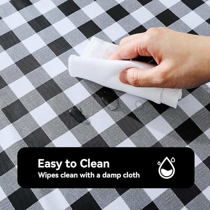 Romanstile Rectangle Vinyl Tablecloth, 100% Waterproof Buffalo Gingham Plastic - Image 2