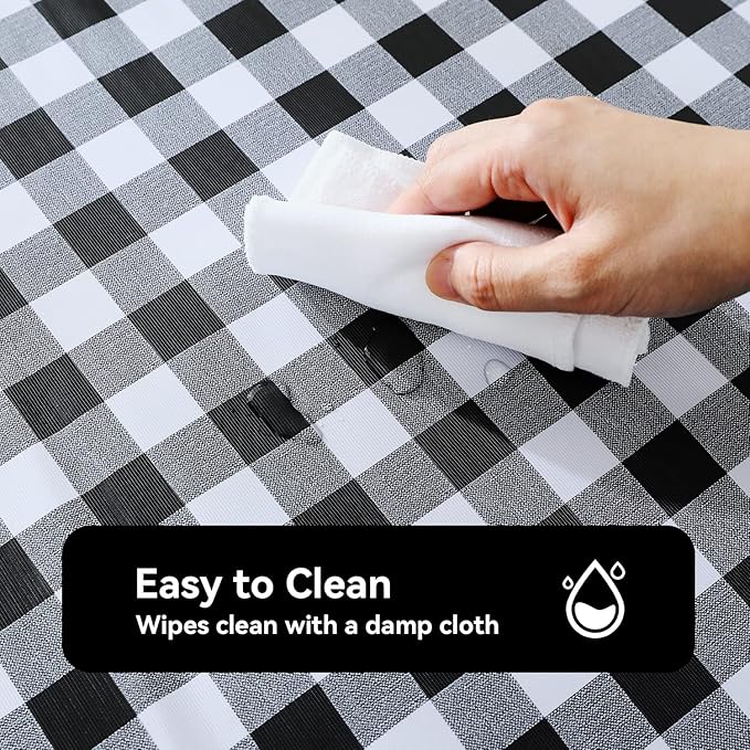Romanstile Rectangle Vinyl Tablecloth, 100% Waterproof Buffalo Gingham Plastic - Image 2