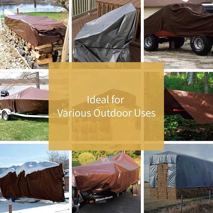 GUARD SHIELD Tarps Heavy Duty Waterproof 20x40 Feet Brown/Bright Silver Poly - Image 6