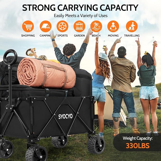 Collapsible Wagon with Big Wheels, Beach Wagons Carts Foldable with All-Terrain - Image 6