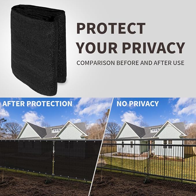 LOVE STORY Custom Size 3'x16' Black Balcony Privacy Screen, UV Block Privacy - Image 5