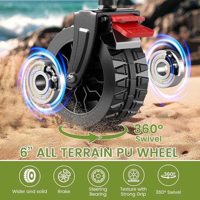 Collapsible Wagon Cart, 150L Heavy Duty Foldable Beach Wagon - Image 2