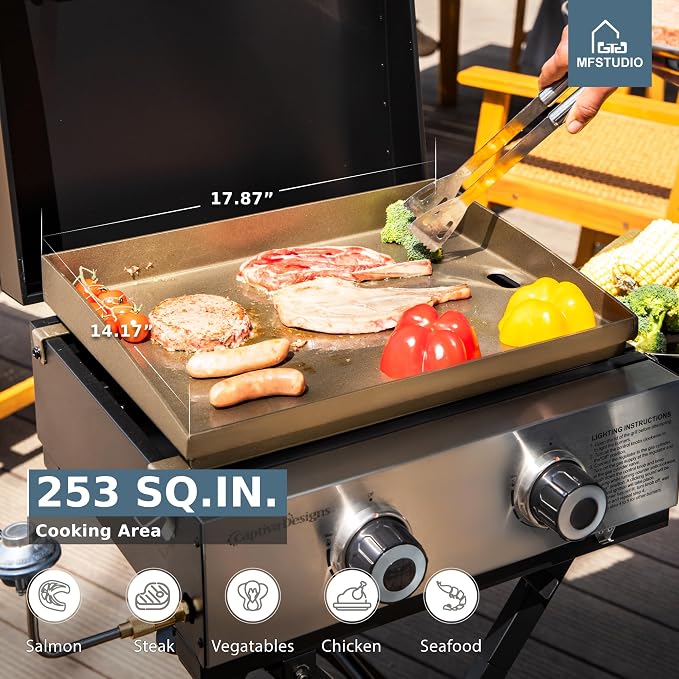 MFSTUDIO Small Portable Propane Griddle, 2 In 1 Gas BBQ Travel Grill - Image 7