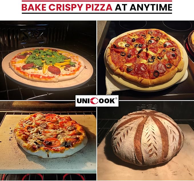 Unicook Pizza Stone for Grill Oven, 15 Inch Round Baking Stone, Heavy Duty - Image 5