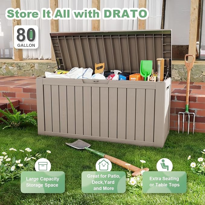 EasyUp 80 Gallon Deck Boxes Waterproof, Outdoor Large Storage Boxes - Image 3