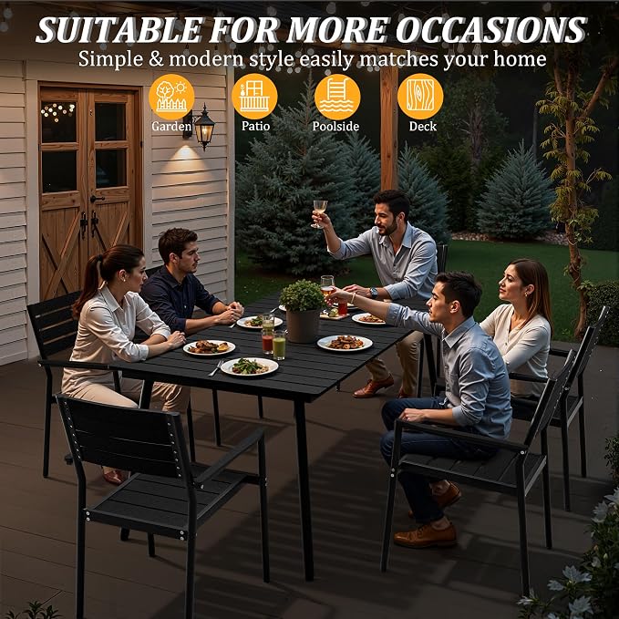 70" Patio Outdoor Dining Table for 6, Weather-Resistant Aluminum Frame - Image 4