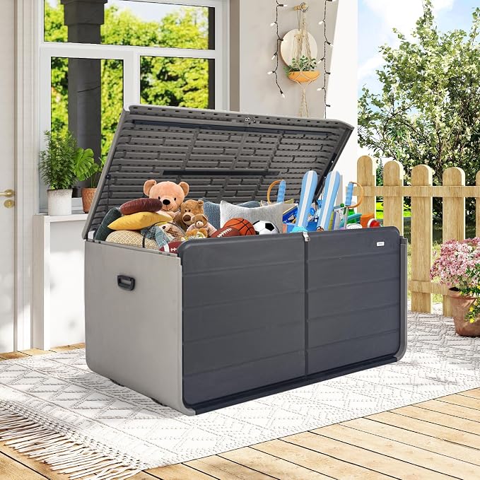 Domi 260 Gallon Outdoor Storage Box – Waterproof, UV-Resistant Deck Box - Image 2