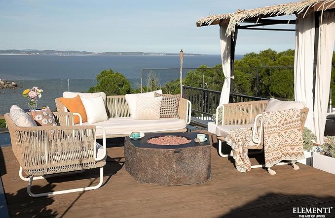 Elementi | Bundle Columbia Gas Fire Pit Cast Concrete Semi-Round Fire Table - Image 5