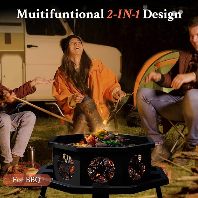 Verdelxue 35 Inch Octagonal Fire Pit - Image 6