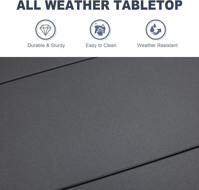 VICLLAX Patio Dining Table, Square Table Metal Outdoor Bistro Table - Image 4