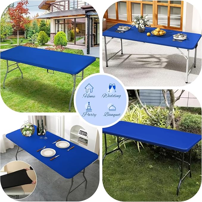6 Pack Stretch Fabric Table Top Cap Cover, fits 6Ft Tables, Spandex Table - Image 7