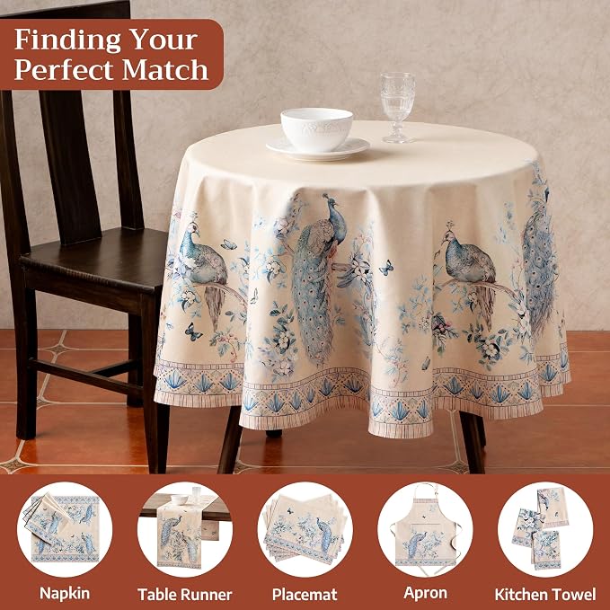 Maison d' Hermine Premium Table Cloth Round Table 100% Combed Cotton 70" - Image 7
