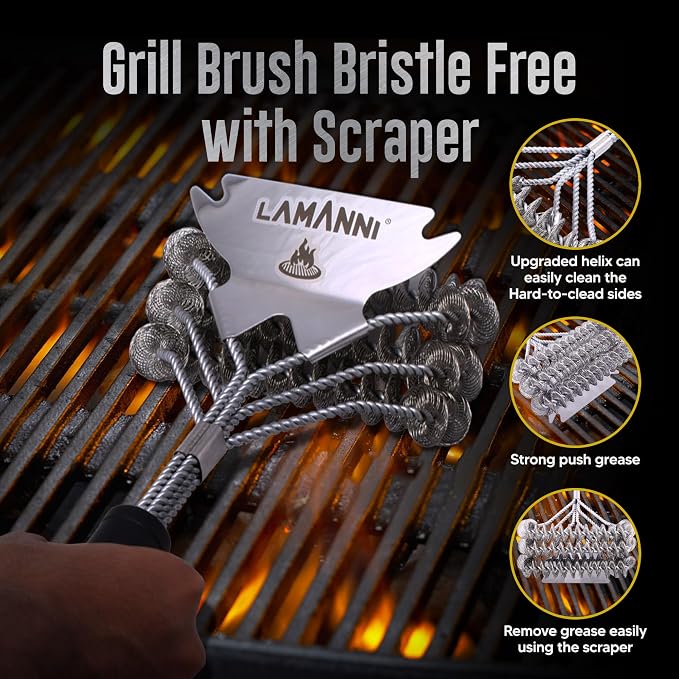 BBQ Grill Brush and Scraper 18” Heavy Duty Stainless Steel Grill Cleaner - Image 3