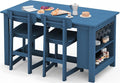SERWALL Outdoor Bar Table and Chairs Set, 3-Piece HDPE Counter Height Patio by SERWALL