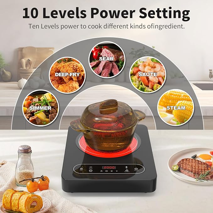 VBGK Single Burner Electric Cooktop, 110V 1800W Electric Stove Top - Image 5