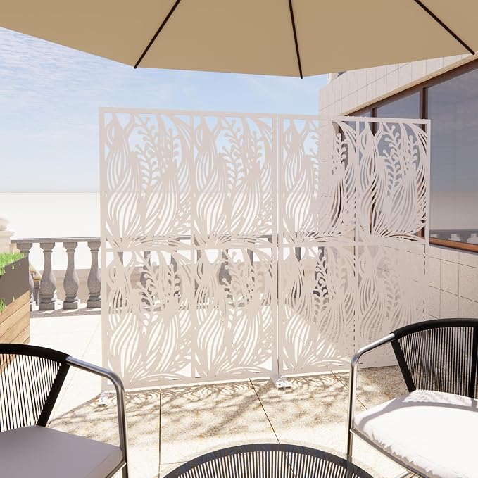 Metal Privacy Screen Room Divider 72" H x 45.3" W, Free Standing Decorative - Image 2
