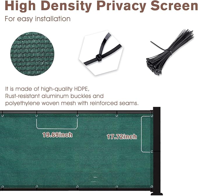 SUNNY GUARD Customized 3'x31' Dark Green Balcony Privacy Screen, 90% Shade - Image 4